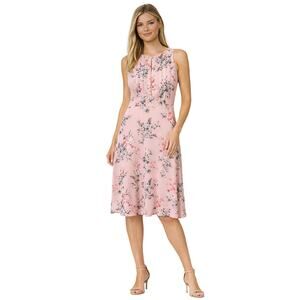 White House Black Market Floral A-Line Dress in Pink Florals EUC Size 6